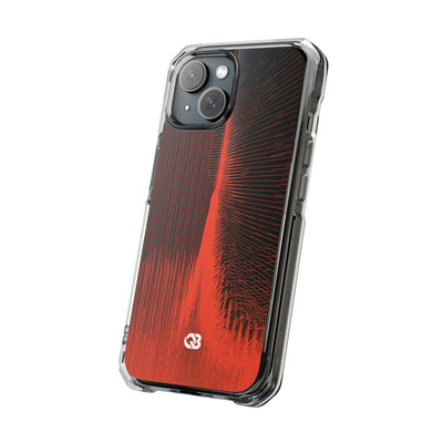 Red Impact MagSafe Phone Case for iPhone - Crimson Frequency Pulse