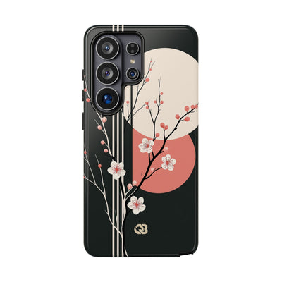 Black Tough Phone Case for Samsung - Kyoto Midnight Blossom
