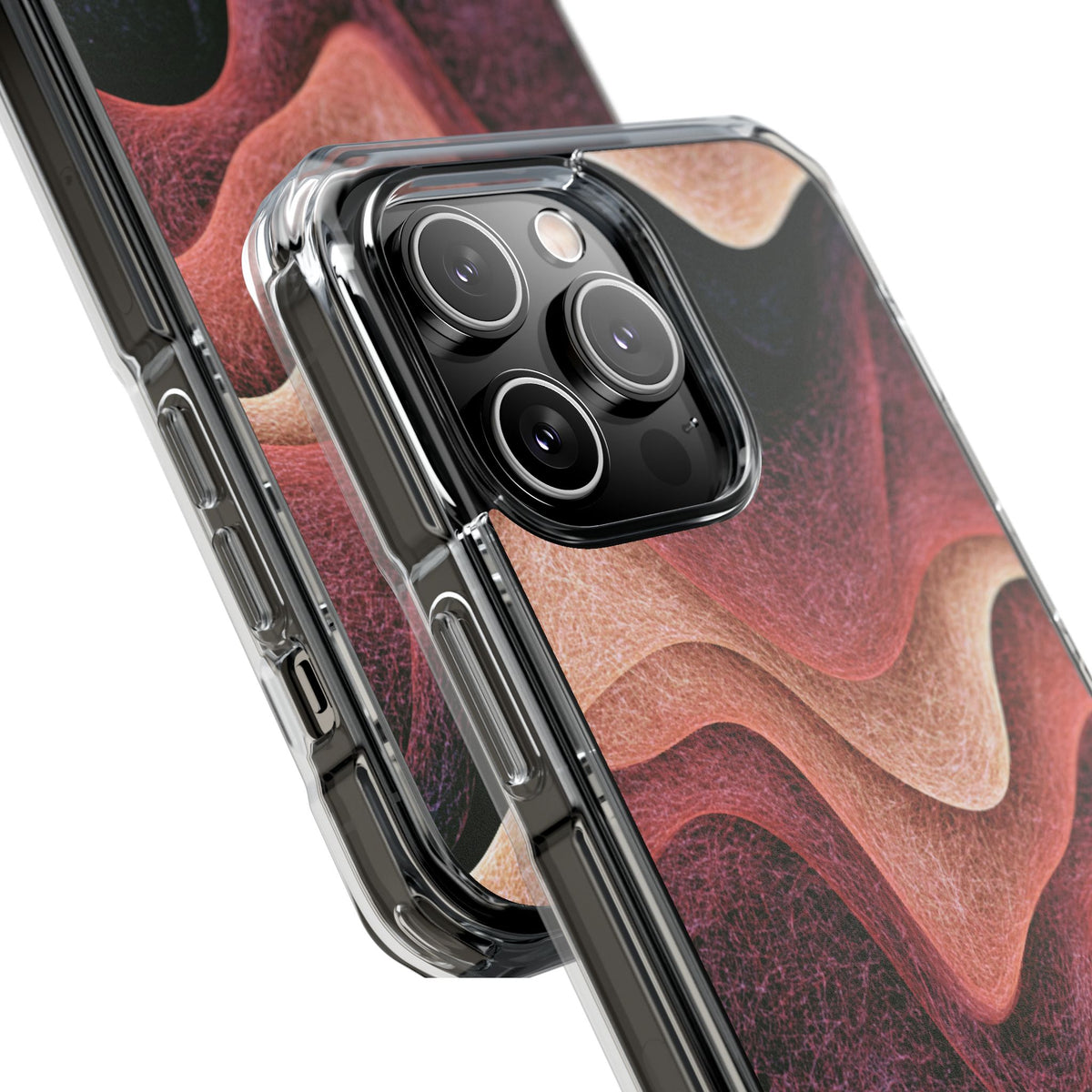 Rose Contour Waves · Clear Impact Magnetic Phone Case for iPhone · Pink
