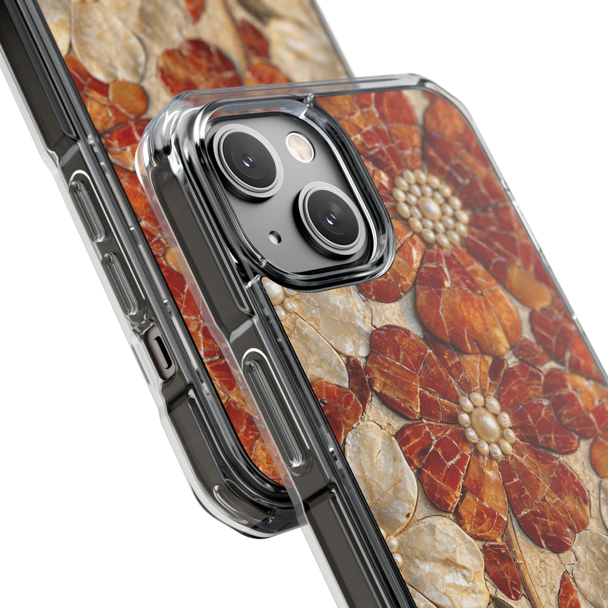 Carnelian Pearl Bloom · Clear Impact Magnetic Phone Case for iPhone · Orange