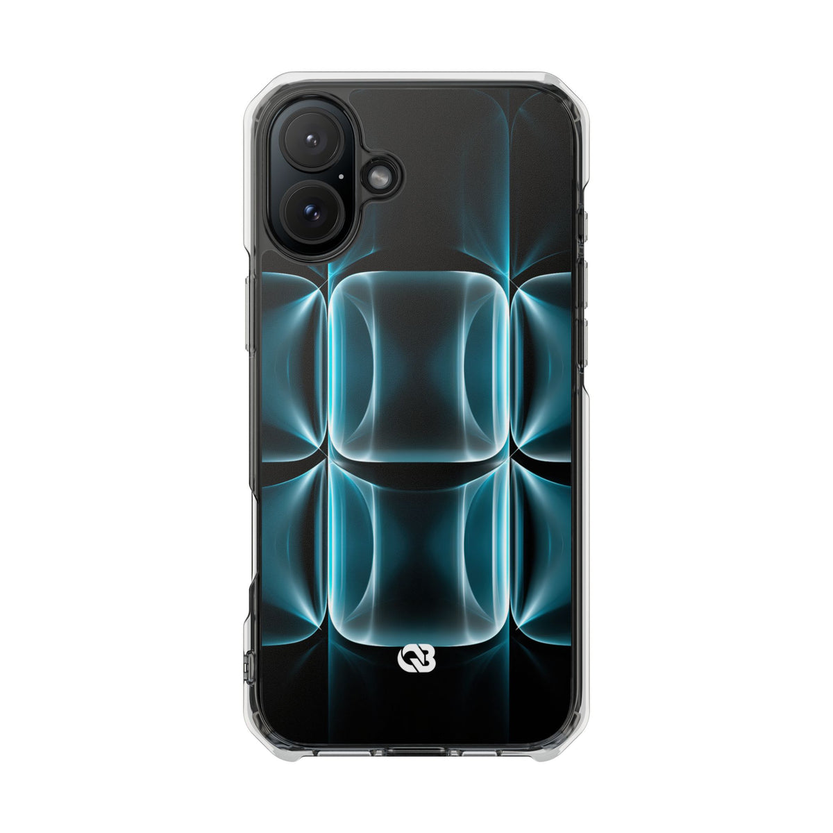 Translucent Cyber Grid · Clear Impact Magnetic Phone Case for iPhone ·  Teal