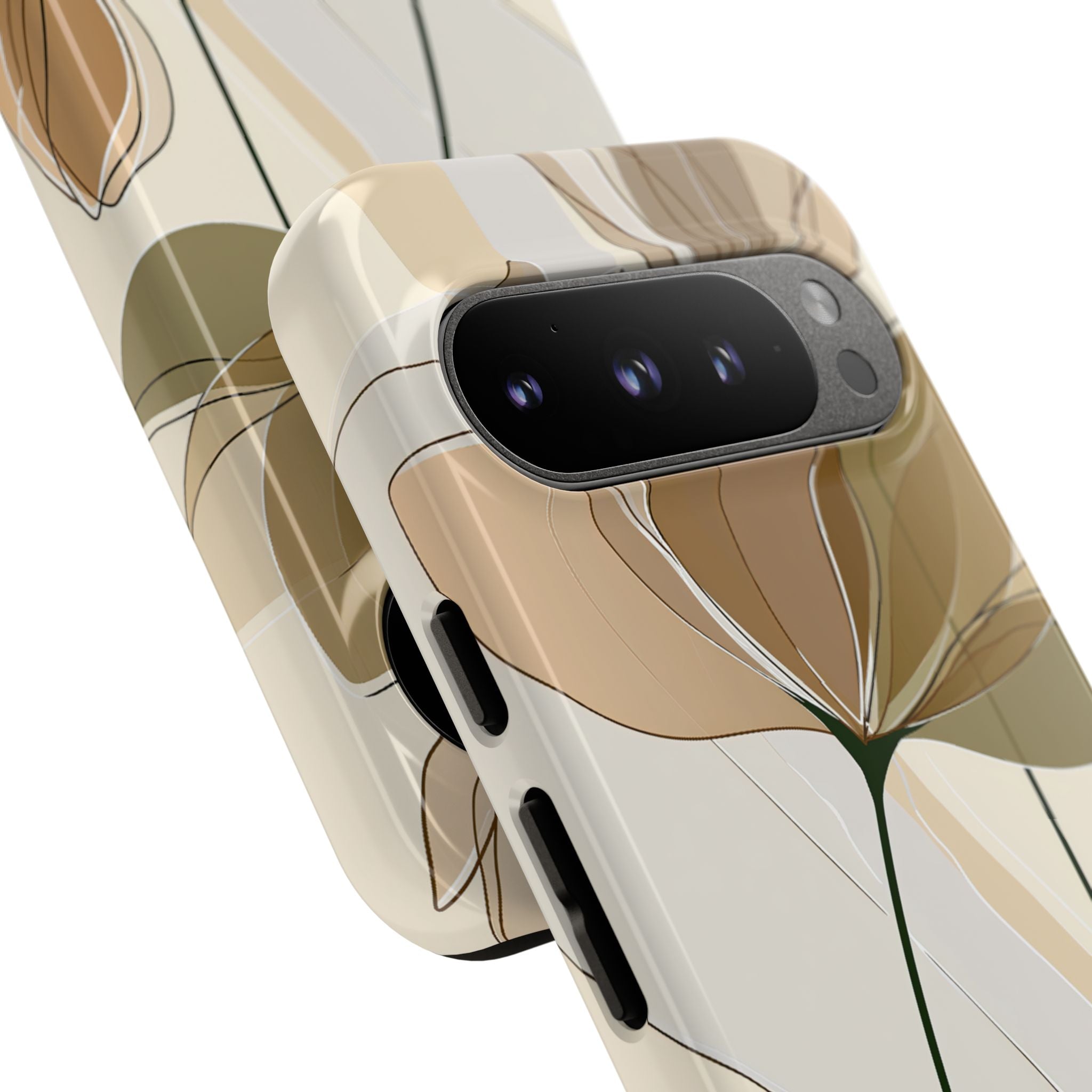 Beige Tough Phone Case for Google Pixel - Muted Ochre Petals