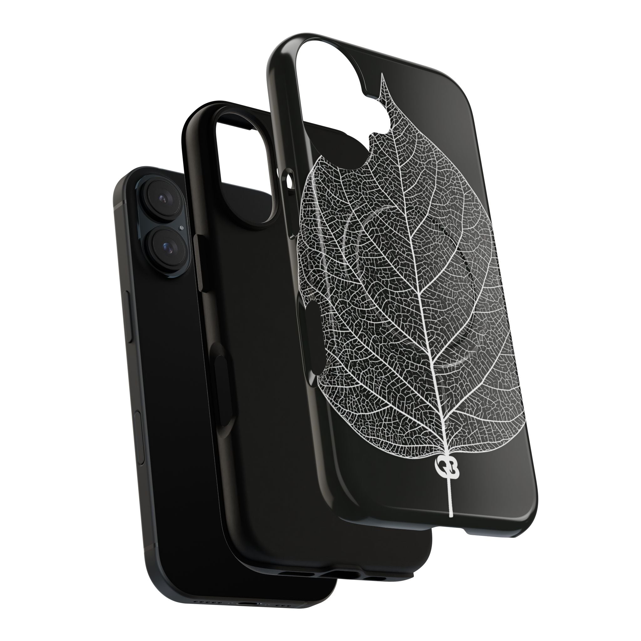 Black Tough 2.0 Magsafe Phone Case for iPhone - Bleached Leaf Lattice