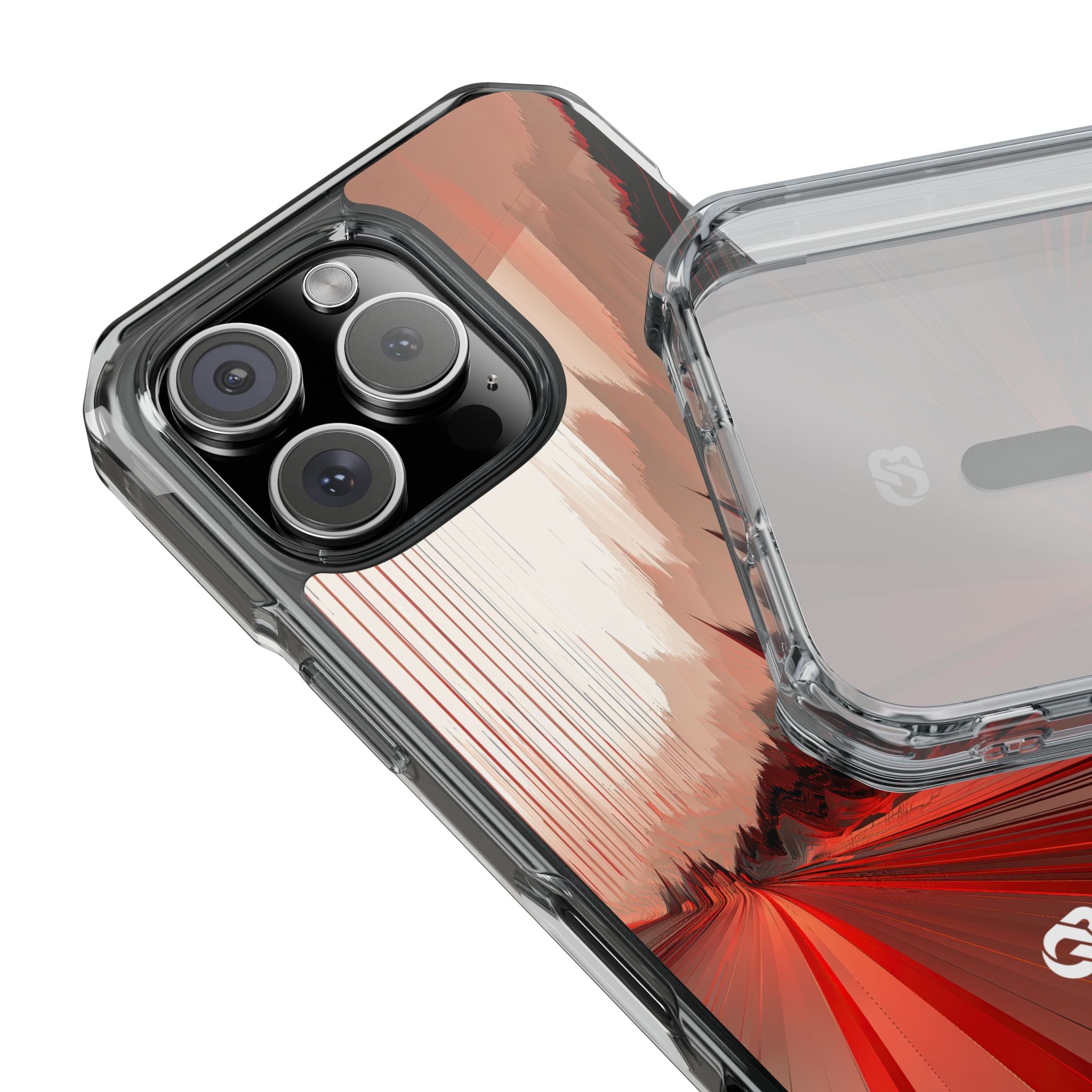 Red Impact MagSafe Phone Case for iPhone - Crimson Pulse Horizon