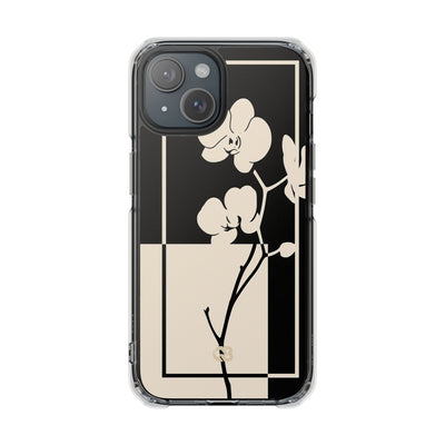 Beige Impact MagSafe Phone Case for iPhone - Nocturnal Orchid Frame