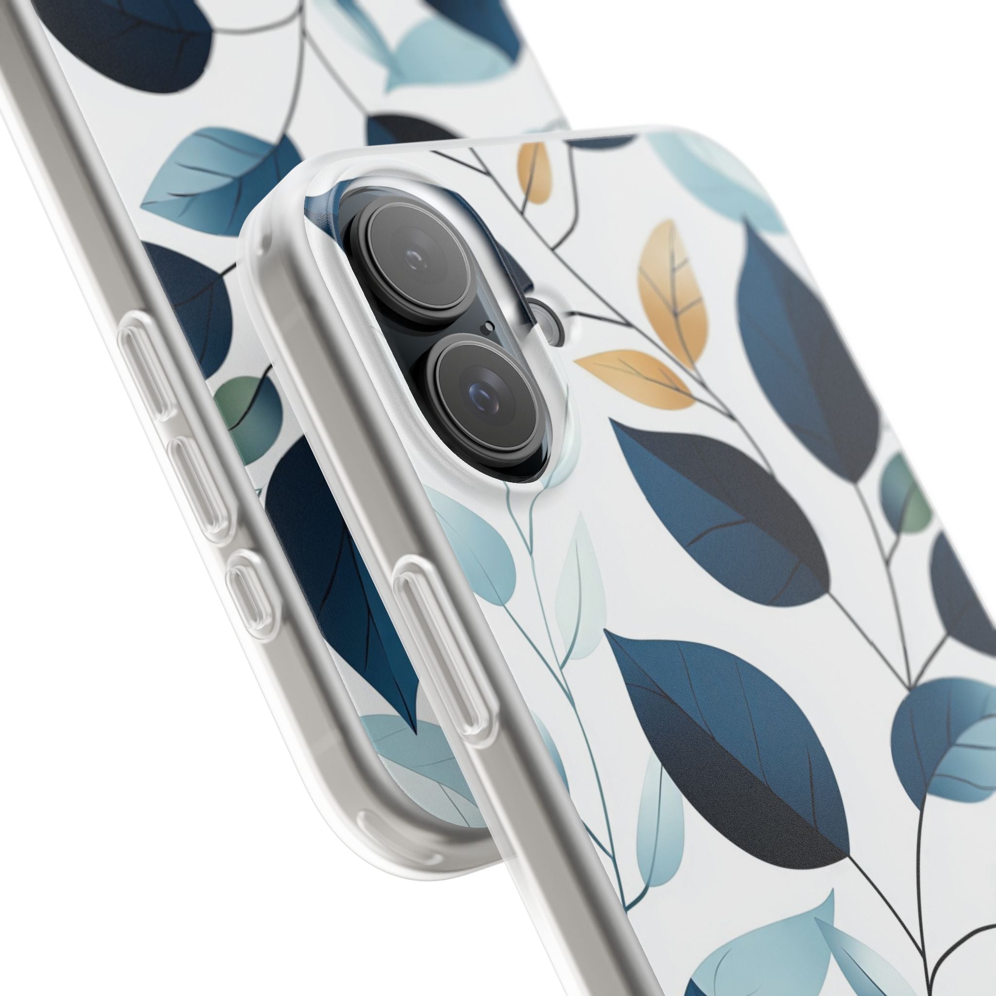 Navy Leaf Veins iPhone 16 Plus Case - Soft