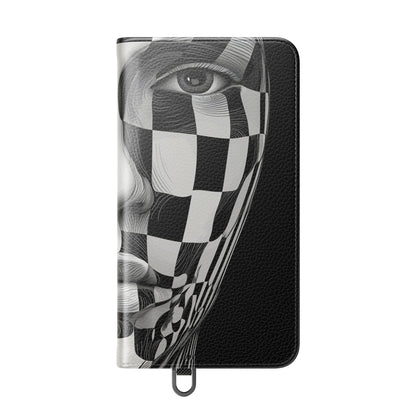 Mirrored Checkerboard Face - Samsung S24 Case - Wallet