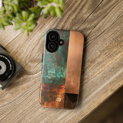 Teal Tough Phone Case for iPhone - Verdigris Copper Slab
