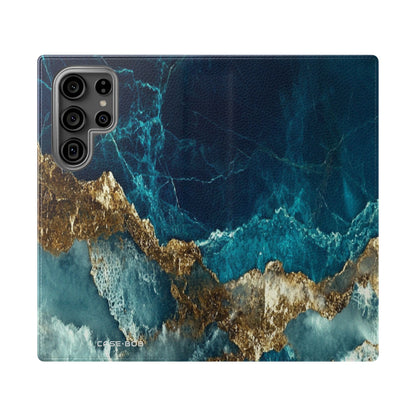 Golden Fracture Teal - Samsung S23 Ultra Case - Wallet