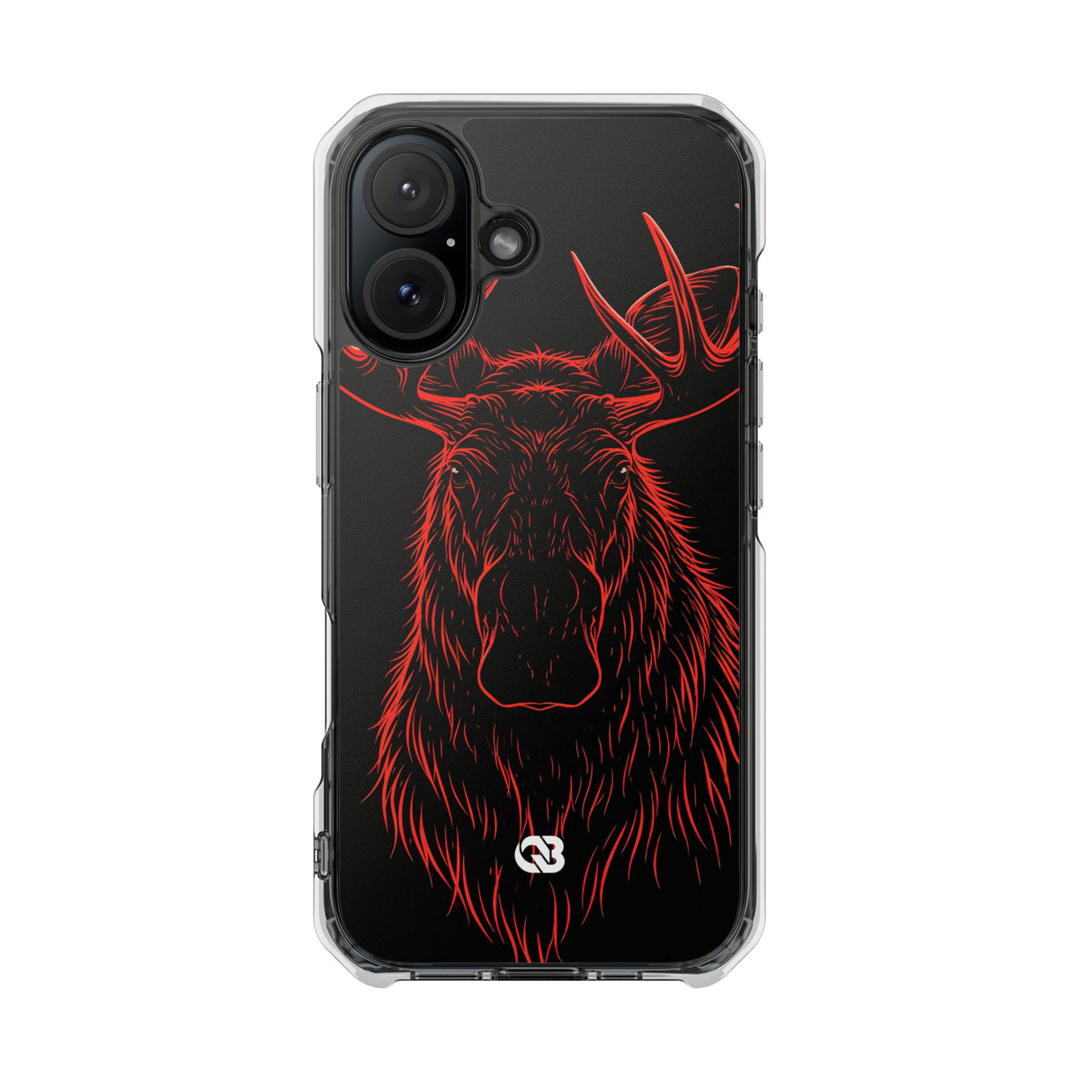 Nordic Moose Contour · Clear Impact Magnetic Phone Case for iPhone ·  Red