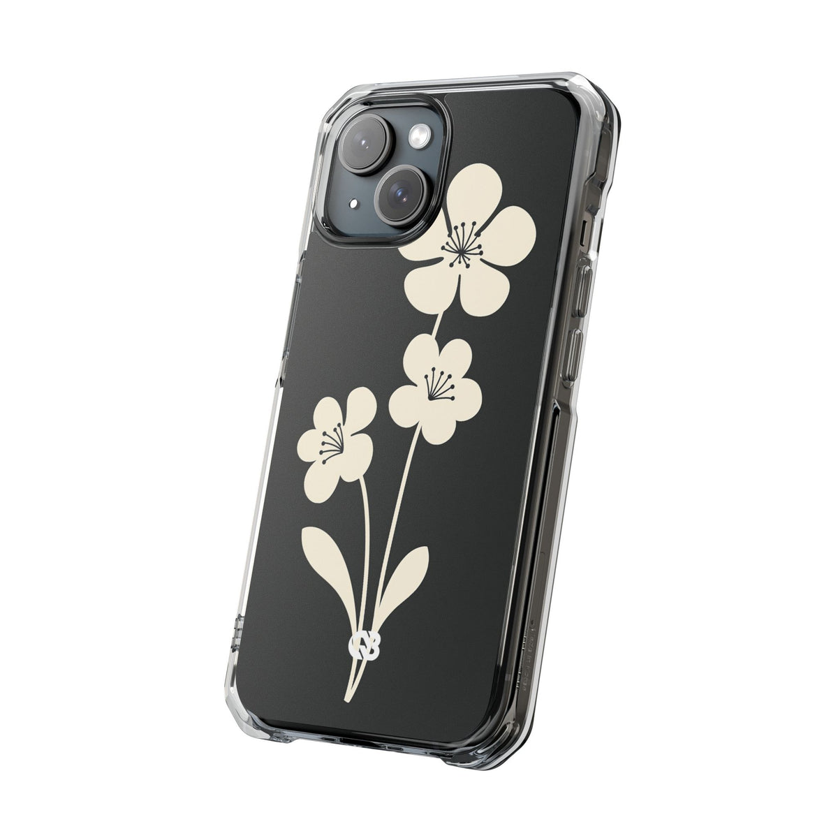 Nordic Blossom · Clear Impact Magnetic Phone Case for iPhone ·  Black