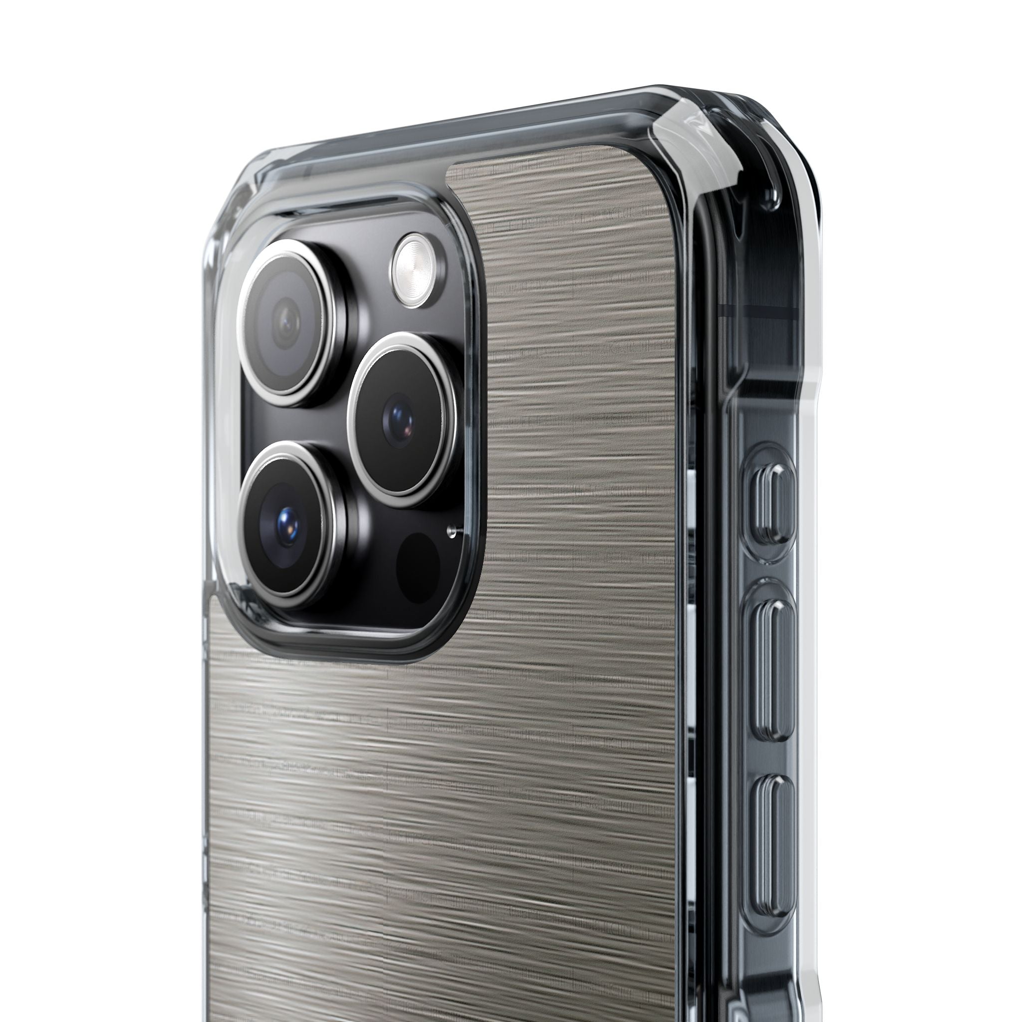 Grey Impact MagSafe Phone Case for iPhone - Brushed Industrial Steel