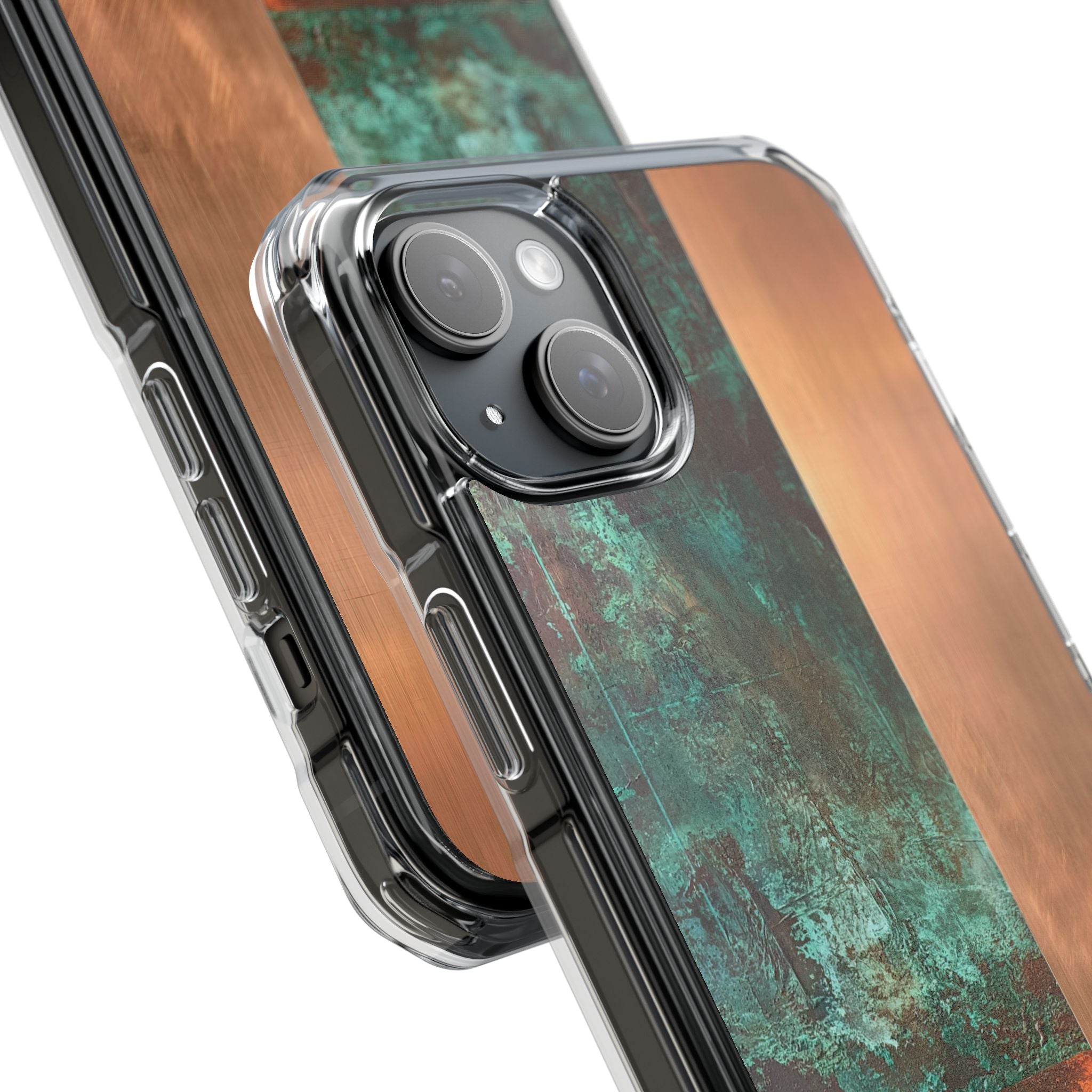 Teal Impact MagSafe Phone Case for iPhone - Verdigris Copper Slab