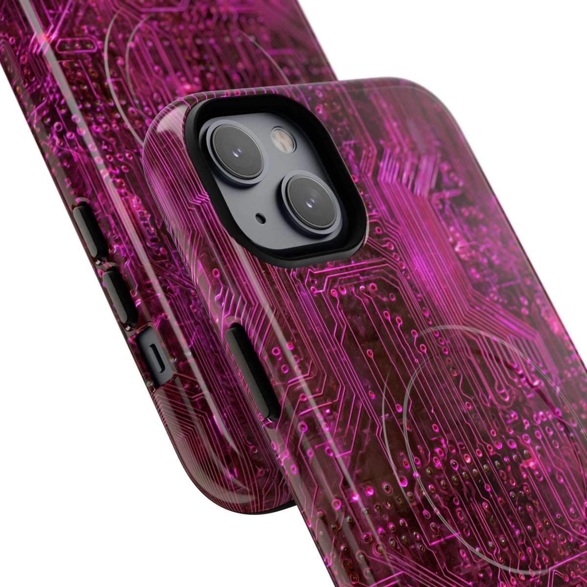 Magenta Circuit Trace · Tough 2.0 Magnetic Phone Case for iPhone · Pink