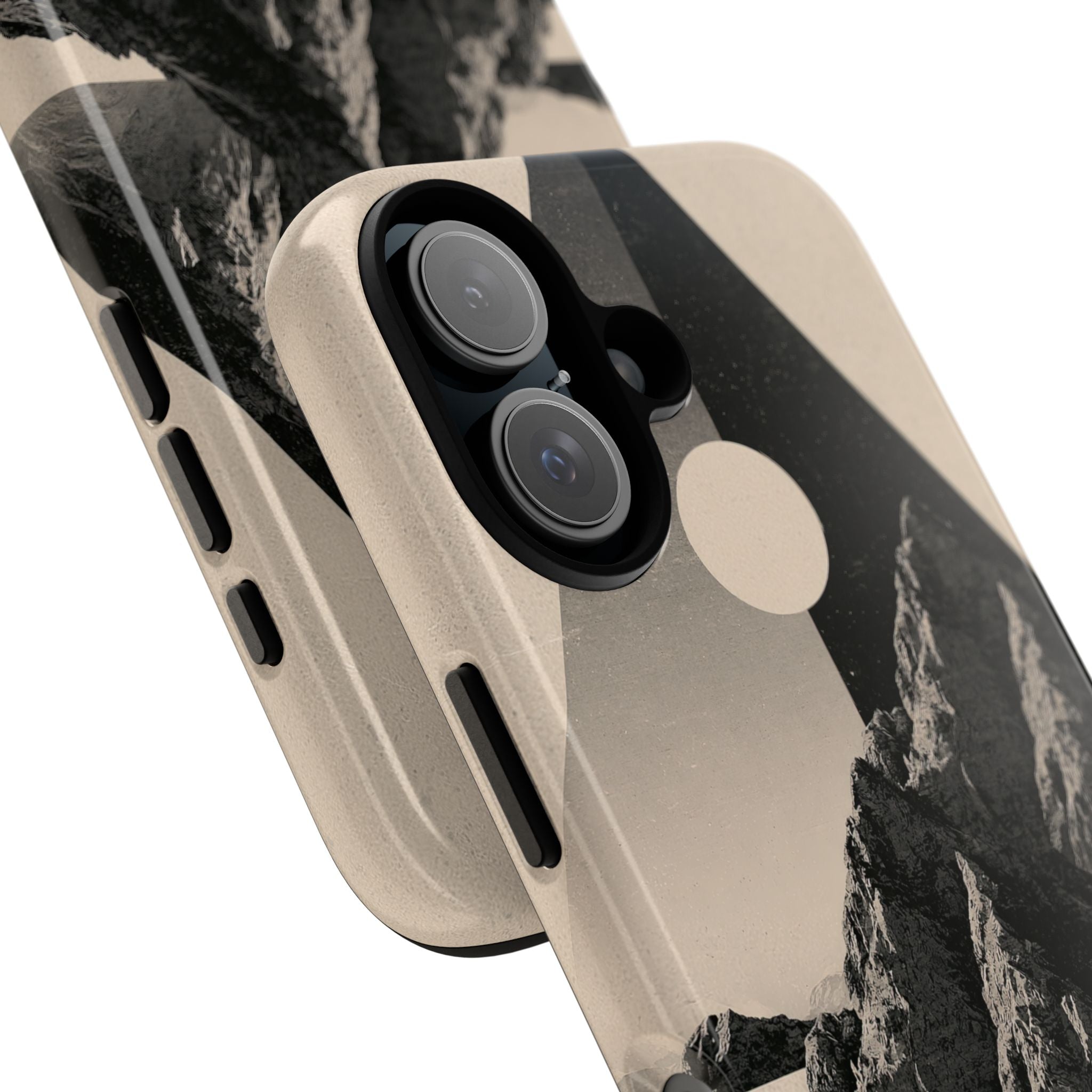 Beige Tough Phone Case for iPhone - Obsidian Summit Parchment