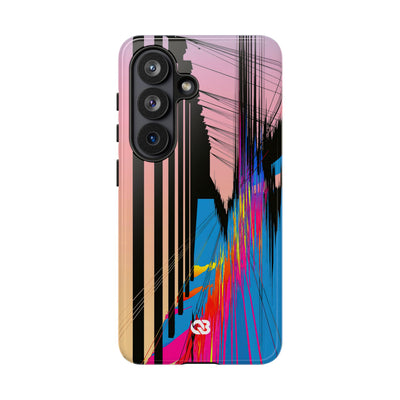 Blue Tough Phone Case for Samsung - Fractured Data Skyline