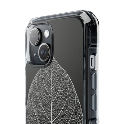 Black Impact MagSafe Phone Case for iPhone - Bleached Leaf Lattice
