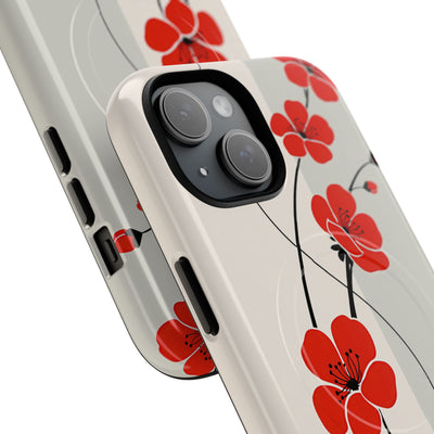 Red Tough 2.0 Magsafe Phone Case for iPhone - Crimson Plum Ink