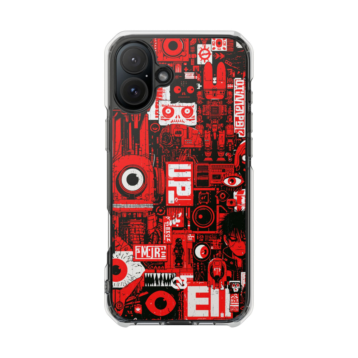 Neo Mecha Collage · Clear Impact Magnetic Phone Case for iPhone · Red