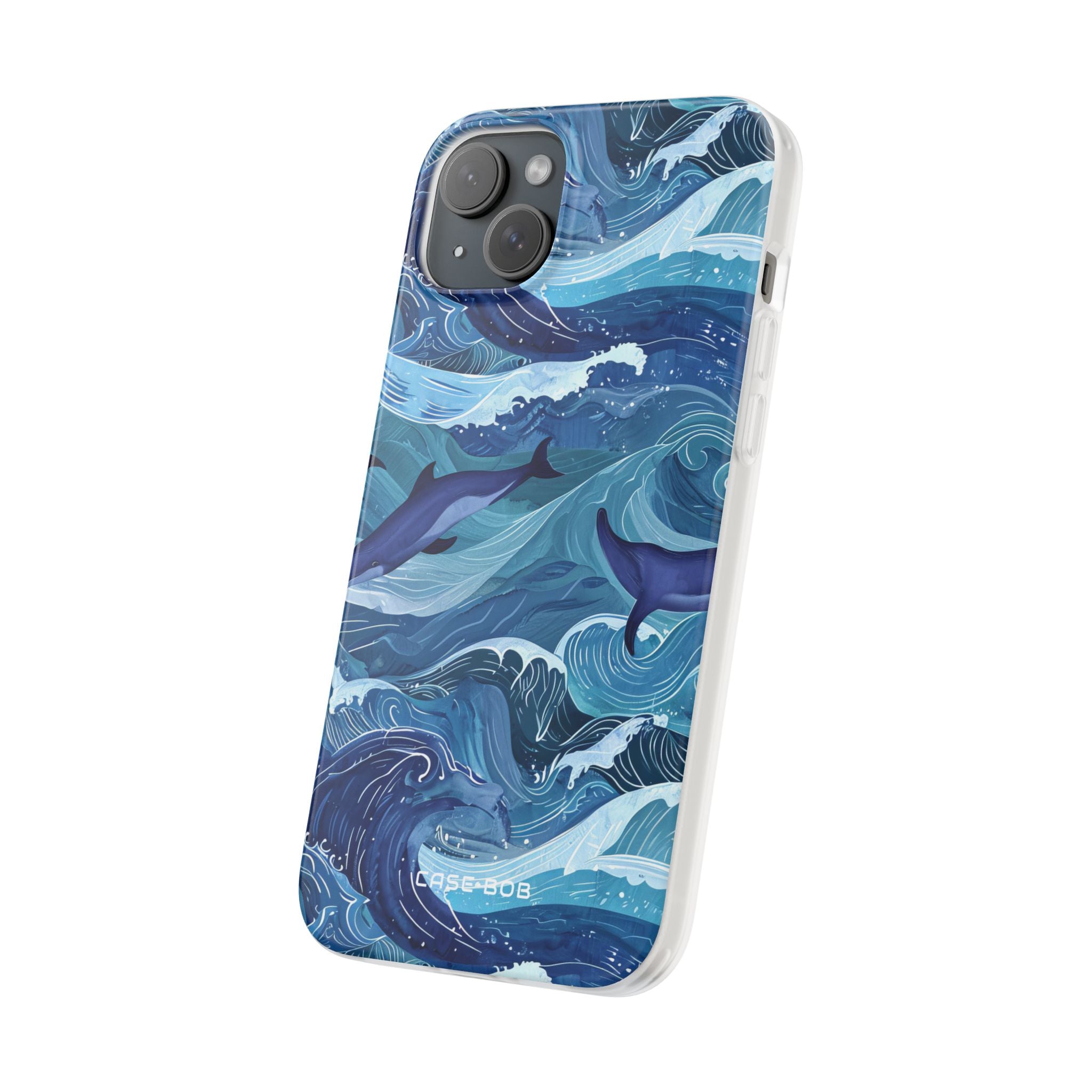 Dolphin Waves iPhone 15 Plus Cover - Blød