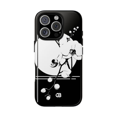 Black Tough Phone Case for iPhone - Lunar Orchid Grid