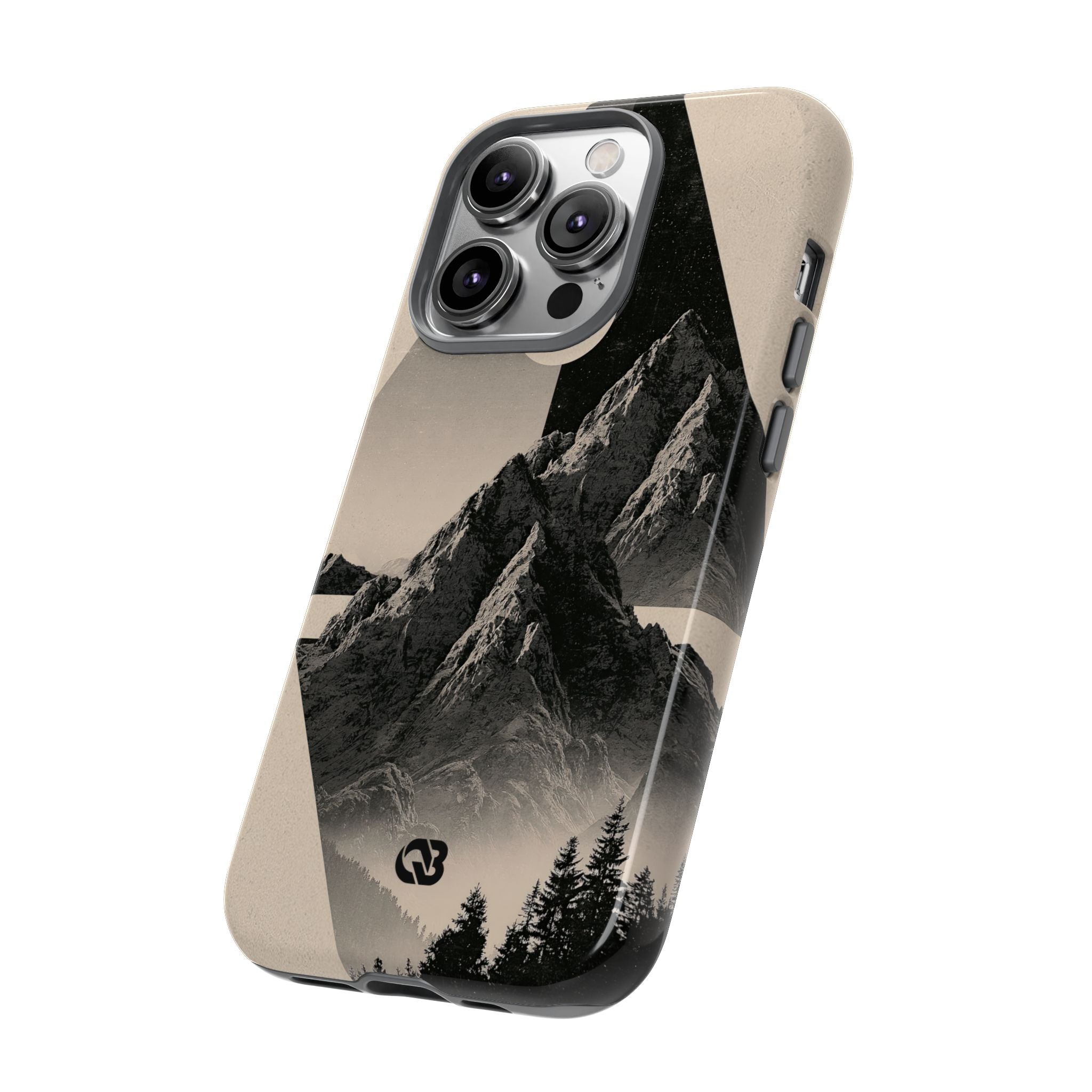 Beige Tough Phone Case for iPhone - Obsidian Summit Parchment