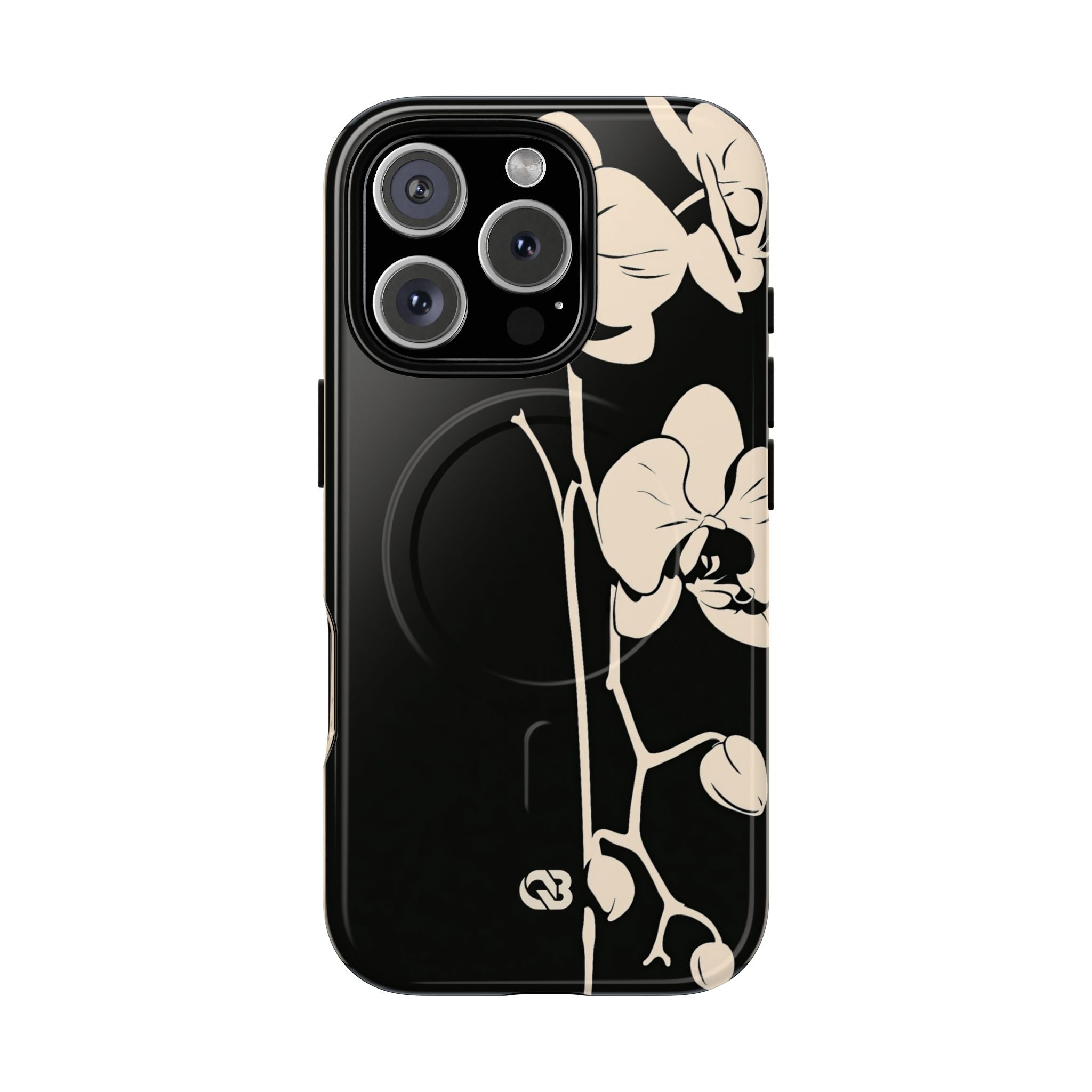 Black Tough 2.0 Magsafe Phone Case for iPhone - Obsidian Bone Orchid