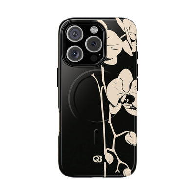 Black Tough 2.0 Magsafe Phone Case for iPhone - Obsidian Bone Orchid