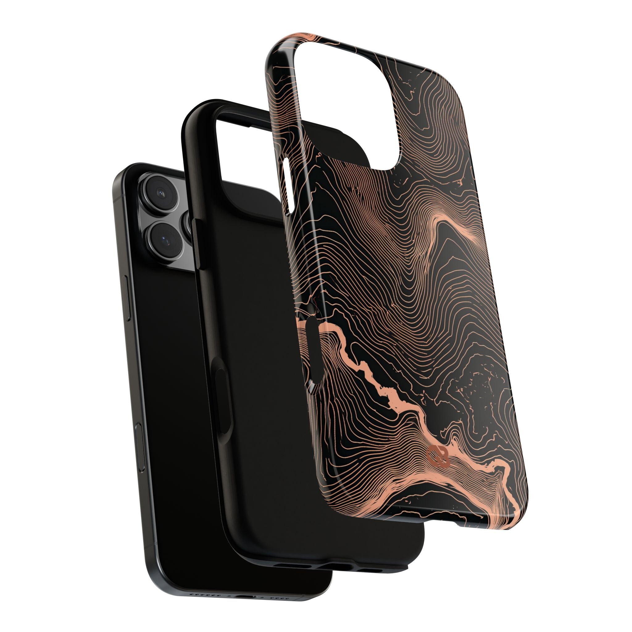 Orange Tough Phone Case for iPhone - Salmon Ridge Topo