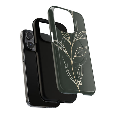 Minimal Botanical Stem · Tough 2.0 Magnetic Phone Case for iPhone · Green