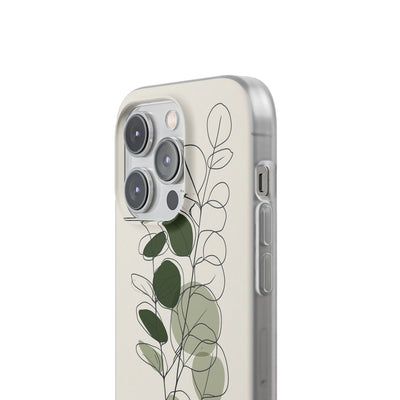 Green Lite Phone Case for iPhone - Muted Eucalyptus Sketch