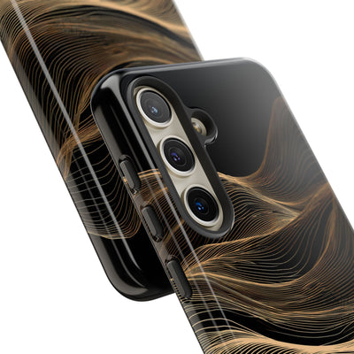 Black Tough Phone Case for Samsung - Copper Topo Ridge