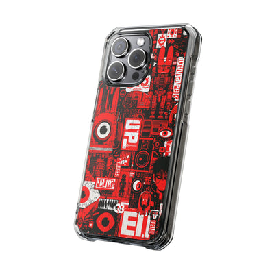 Neo Mecha Collage · Clear Impact Magnetic Phone Case for iPhone · Red
