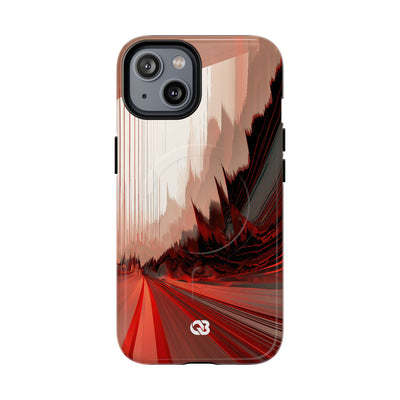 Red Tough 2.0 Magsafe Phone Case for iPhone - Crimson Pulse Horizon