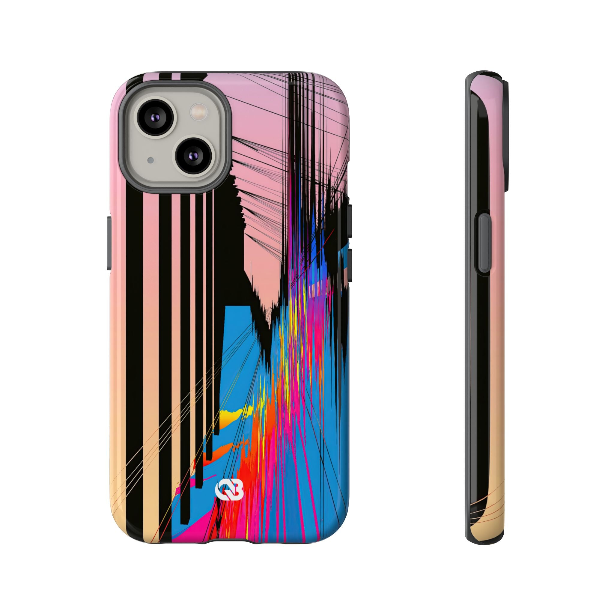 Blue Tough Phone Case for iPhone - Fractured Data Skyline