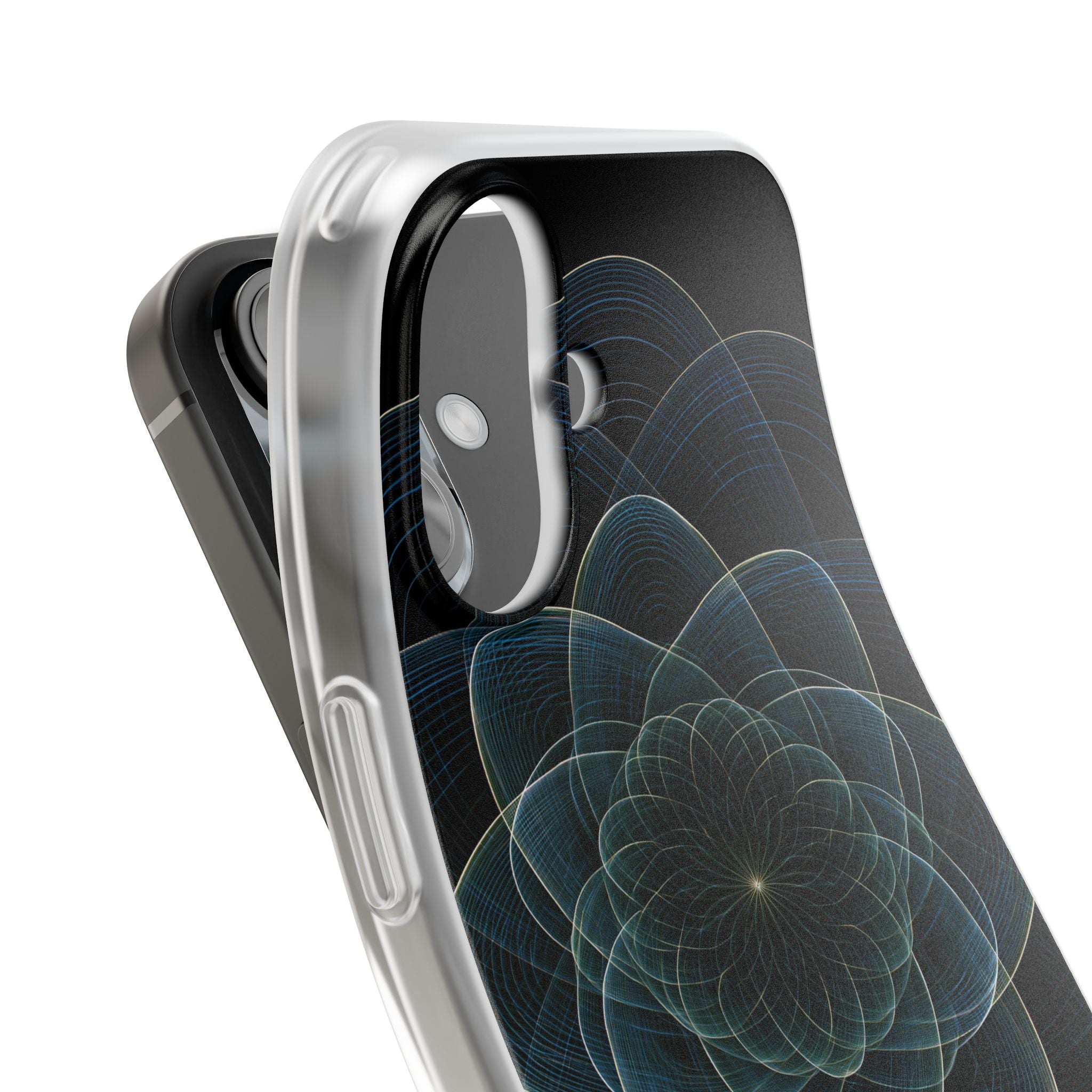 Blue Lite Phone Case for iPhone - Celestial Wireframe Bloom