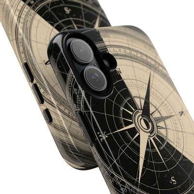 Beige Tough Phone Case for iPhone - Obsidian Nautical Blueprint