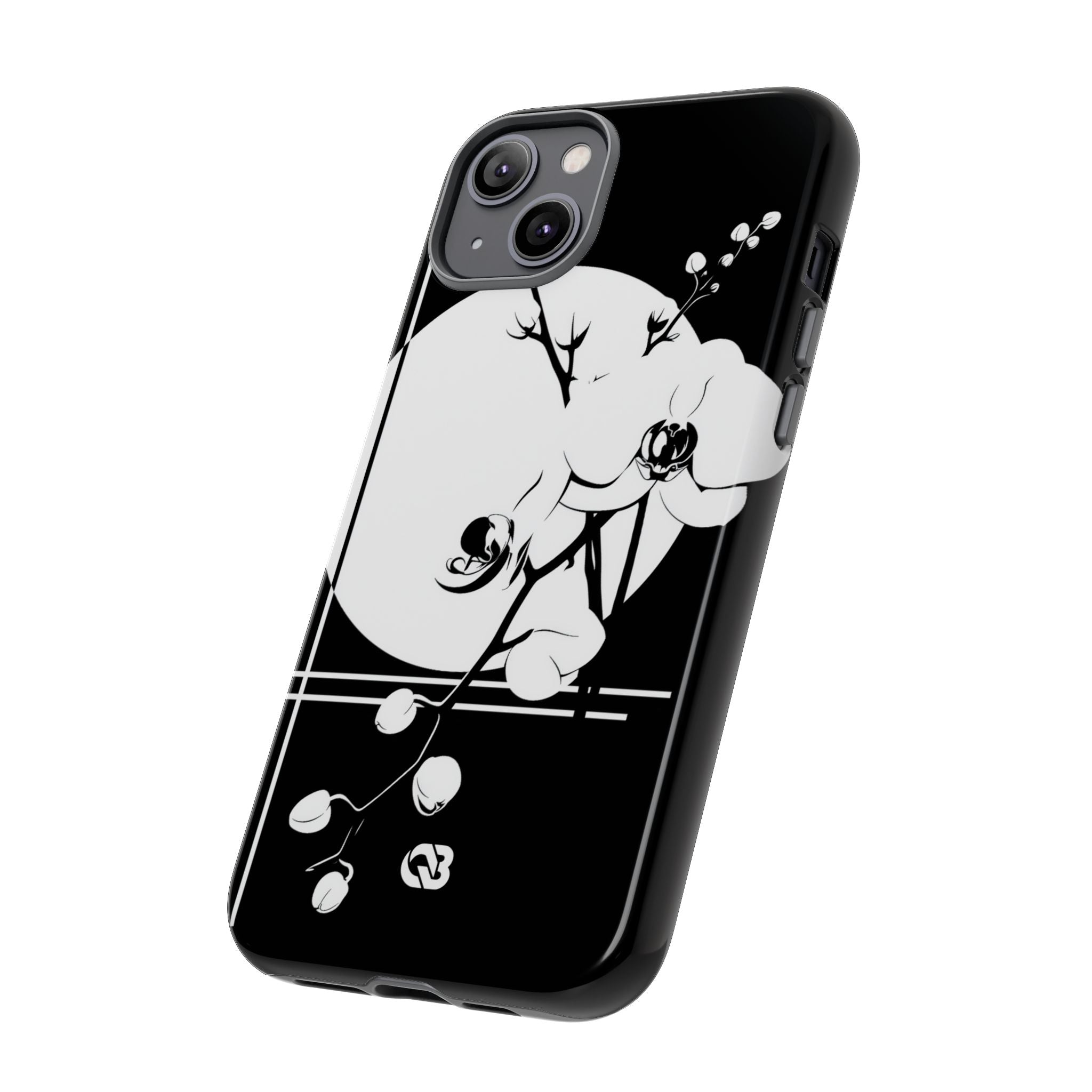Black Tough Phone Case for iPhone - Lunar Orchid Grid