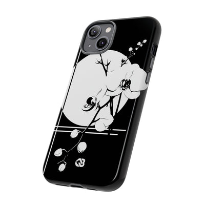 Black Tough Phone Case for iPhone - Lunar Orchid Grid