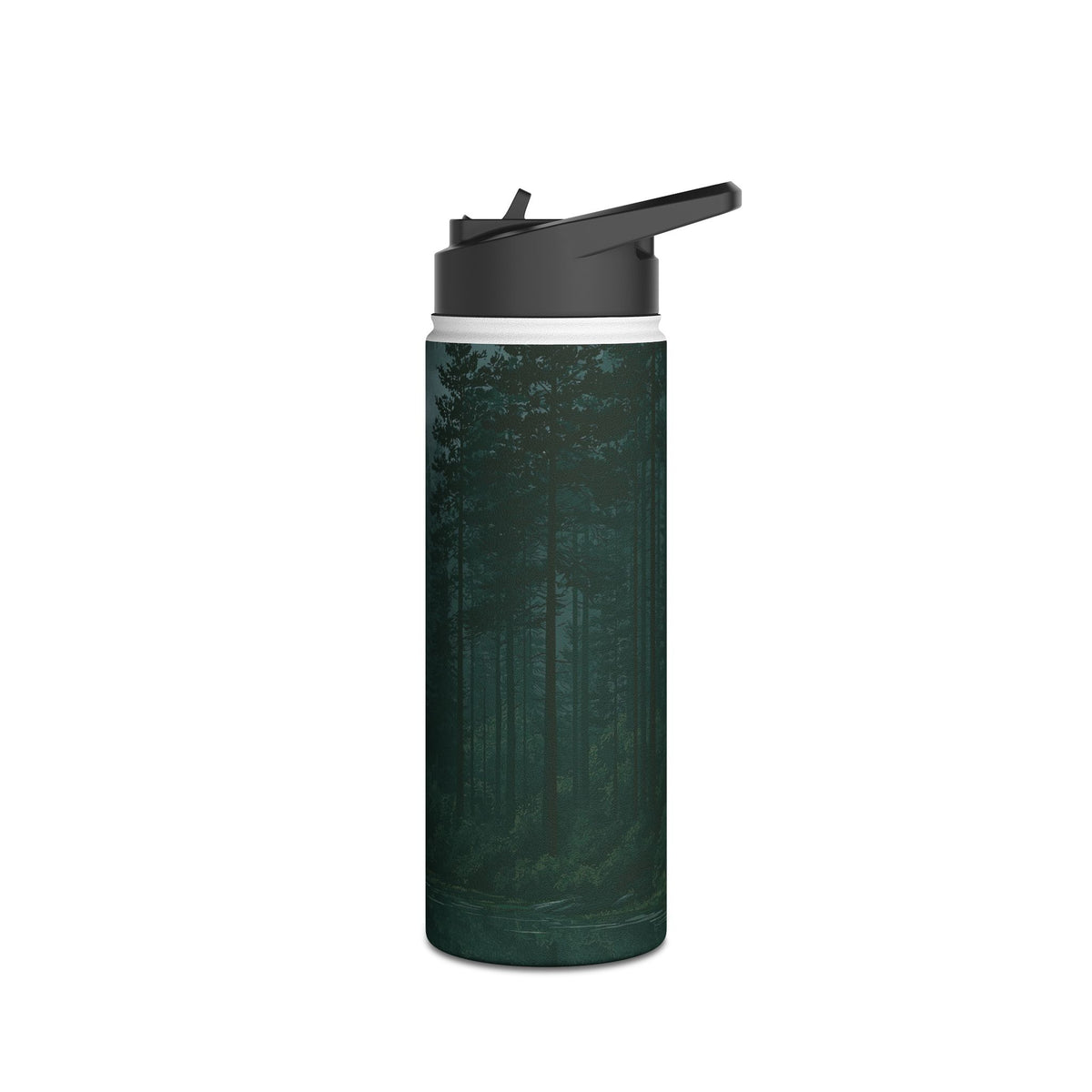 Misty Pine Reflections · Insulated Water Bottle · Green