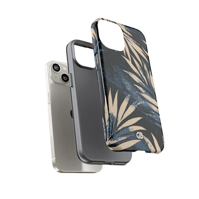 Blue Tough Phone Case for iPhone - Midnight Indigo Palm