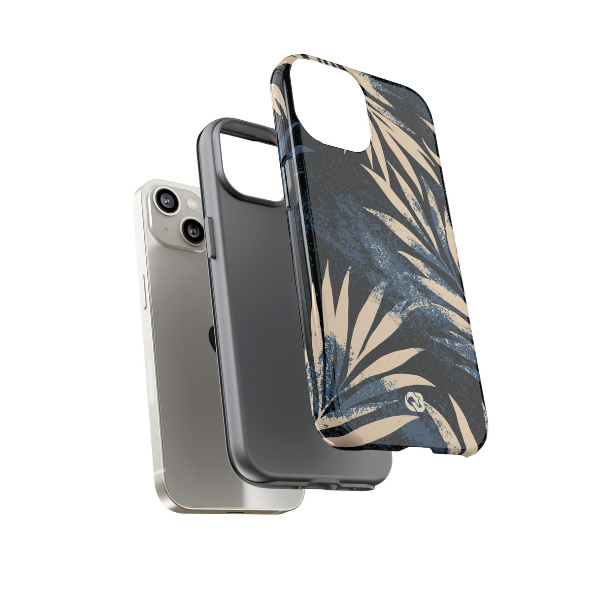 Blue Tough Phone Case for iPhone - Indigo Sandstone Palm