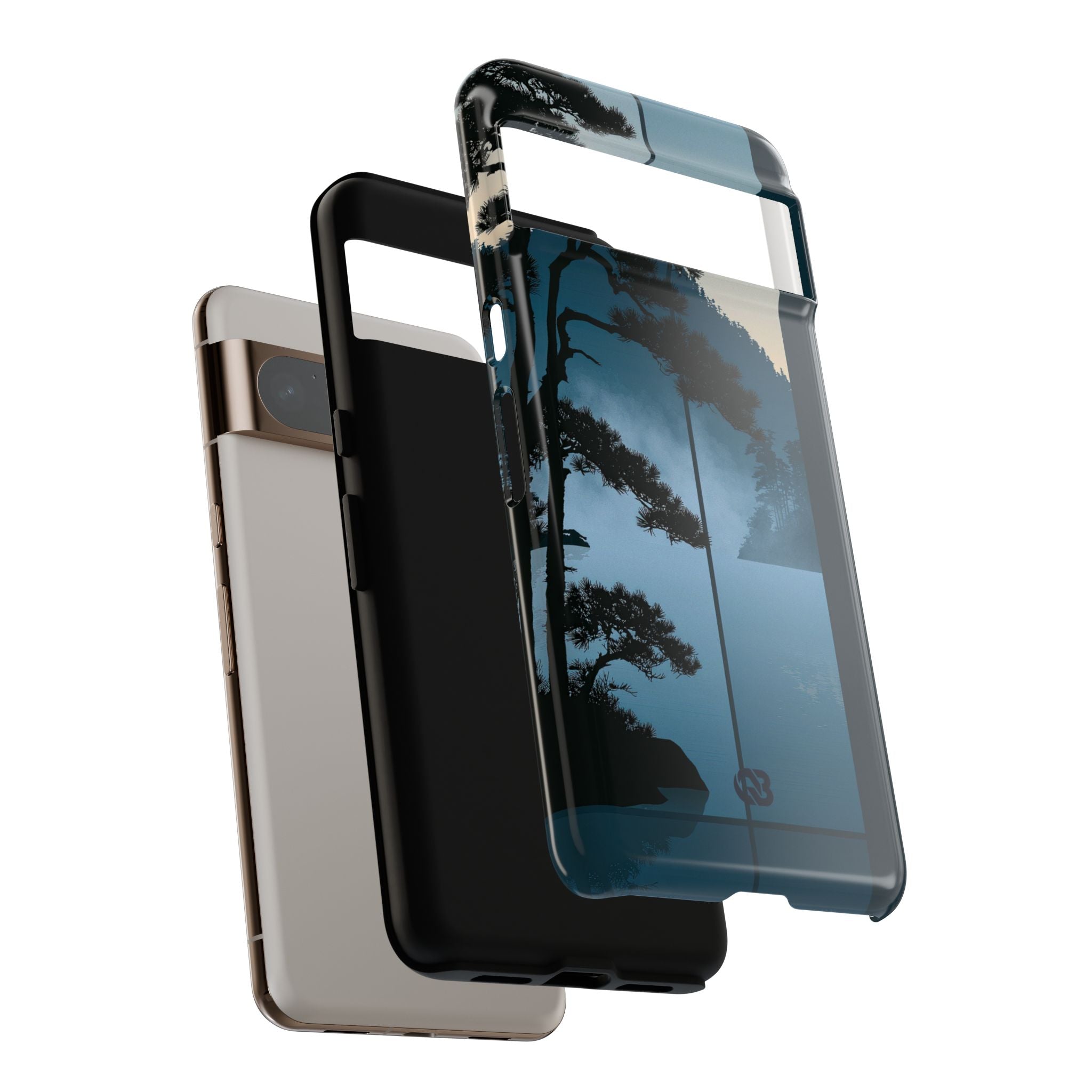 Blue Tough Phone Case for Google Pixel - Kyoto Mist Pine