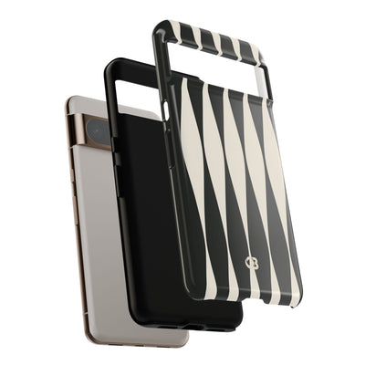 Black Tough Phone Case for Google Pixel - Ivory Spindle Grid