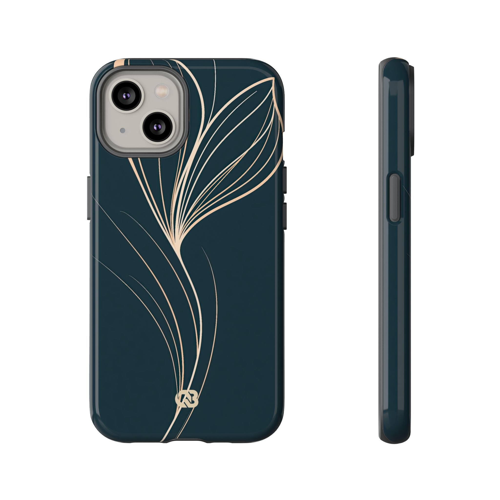 Teal Tough Phone Case for iPhone - Sandstone Silk Flora
