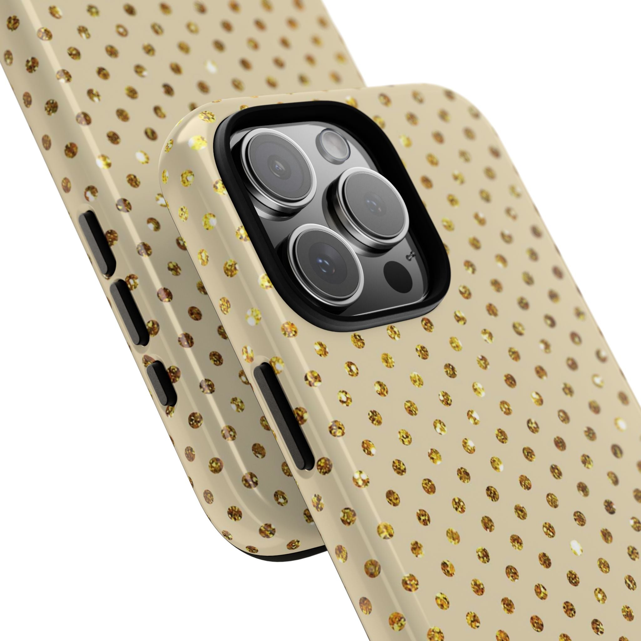 Gold Sparkle Grid iPhone 16 Pro Max Skal - Tough