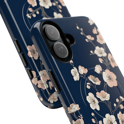 Blue Tough 2.0 Magsafe Phone Case for iPhone - Midnight Peach Sakura