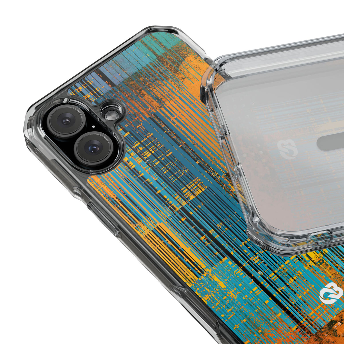 Cyber Glitch Stream · Clear Impact Magnetic Phone Case for iPhone · Teal