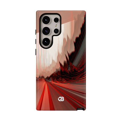 Red Tough Phone Case for Samsung - Crimson Pulse Horizon