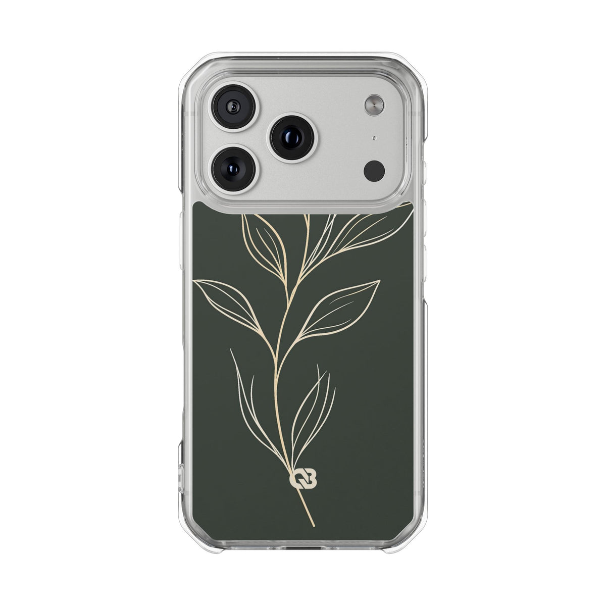 Minimal Botanical Stem · Clear Impact Magnetic Phone Case for iPhone ·  Green